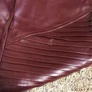 Maroon Pleather Moto Leggings